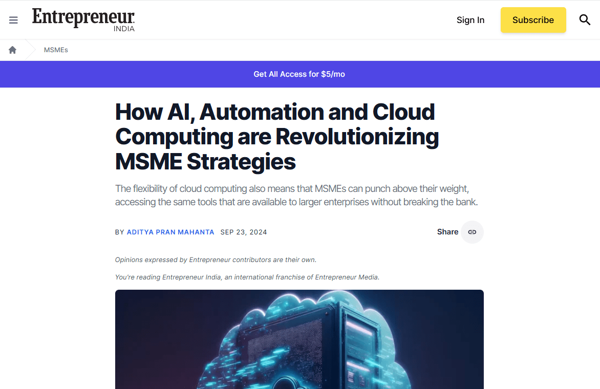 How AI, Automation and Cloud Computing are Revolutionizing MSME Strategies