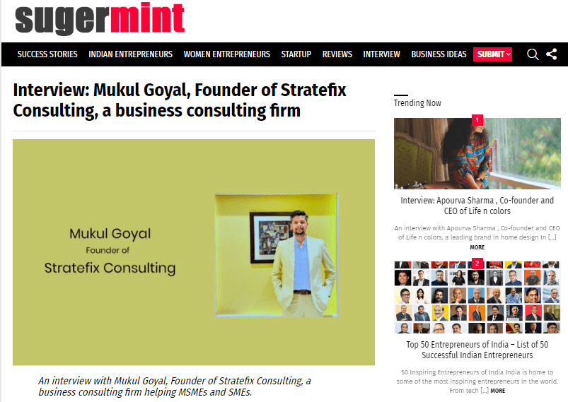 Mukul Goyal, Founder of Stratefix Consulting